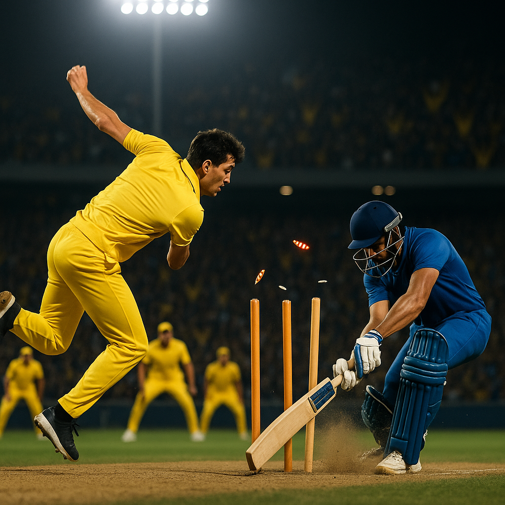 CSK vs DC cricket action, Chennai dominating with bat and defending late overs.